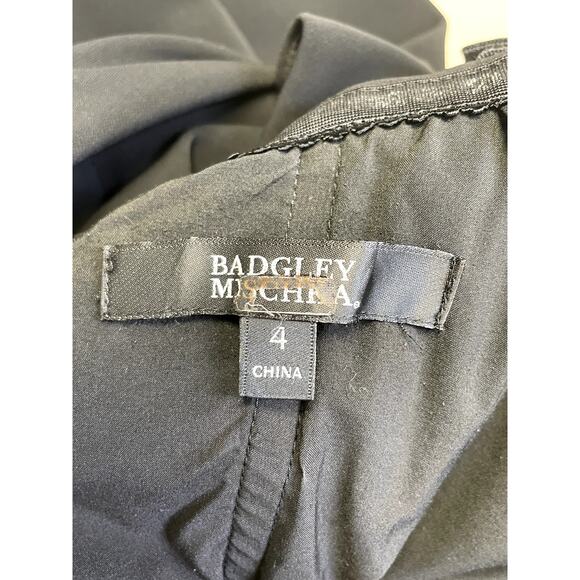 BADGLEY MISCHKA Off The Shoulder Grommet Crepe Evening Gown Black Size 4 - Picture 9 of 15